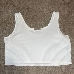 SHEIN White Ribbed Crop Tank Top